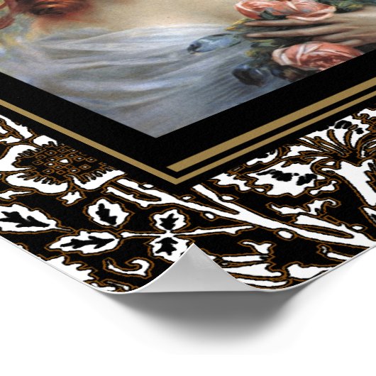 Poster dame met roze rozen (Hoek)