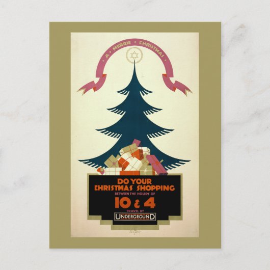 Poster dat reizen door de metro van londen bevorde briefkaart (Voorkant)