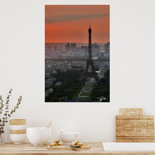 Poster - Dawn in Paris Eiffel Tower (Keuken)