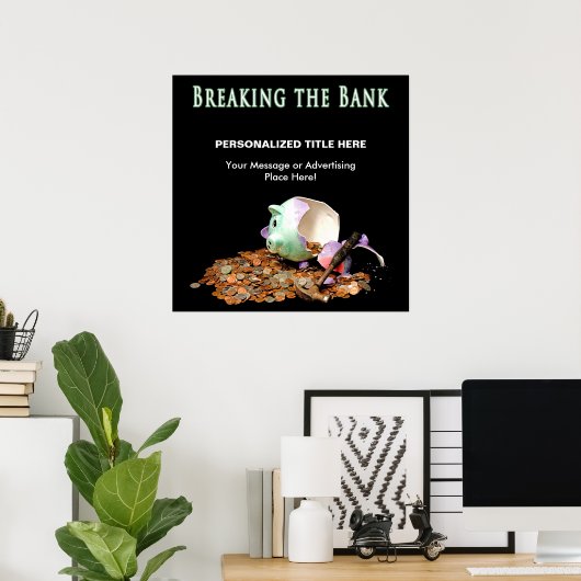 POSTER - DE BANK - PIGGY BANK BROKEN (Thuiskantoor)