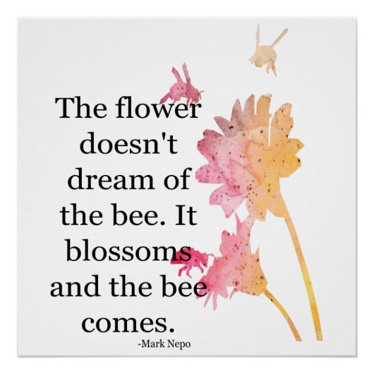 Poster De bloem droomt niet van de bij (Voorkant)