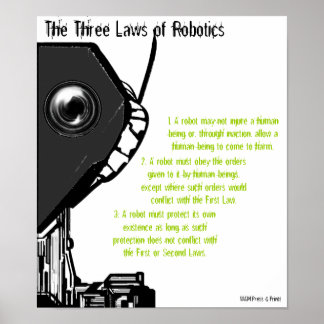 poster "De drie wetten van de Robotica"