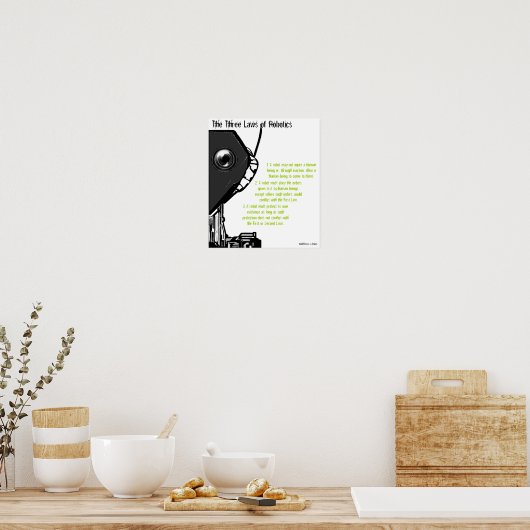 poster "De drie wetten van de Robotica" (Keuken)