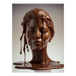 Poster de escultura humana de chocolate derretido