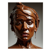 Poster de escultura humana de chocolate derretido. (Voorkant)