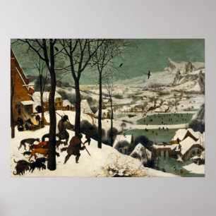 Poster De jagers in de sneeuwpop Bruegel