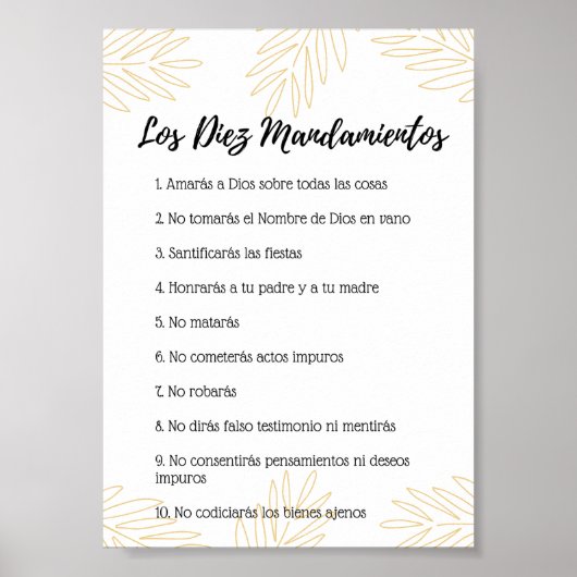 Póster de los 10 mandamientos de la ley de Dios Poster (Voorkant)