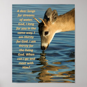Poster - Deer Drink Water met Psalms 47:1-2