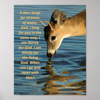 Poster - Deer Drink Water met Psalms 47:1-2