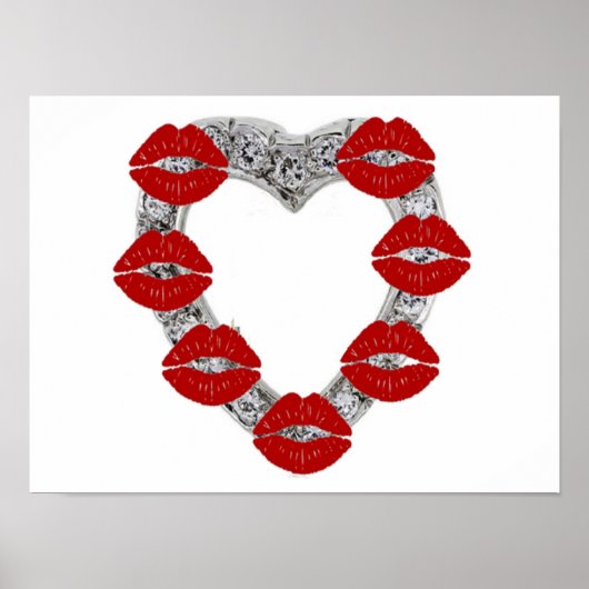 Poster Diamond Heart met Kisses (Voorkant)