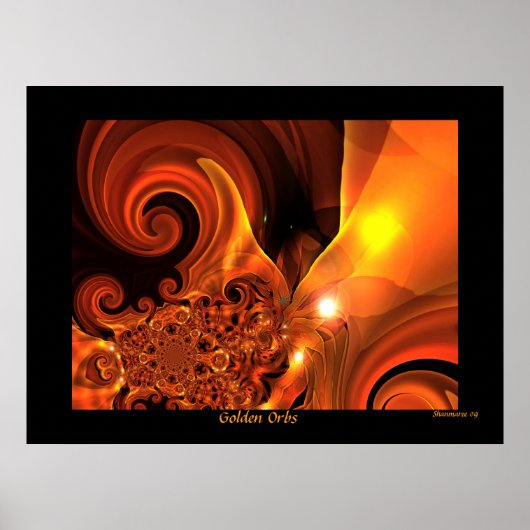Poster Digital Abstracte Art Golden Orbs (Voorkant)