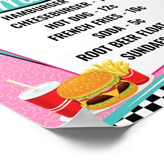poster Diner  Menu 1950 (Hoek)