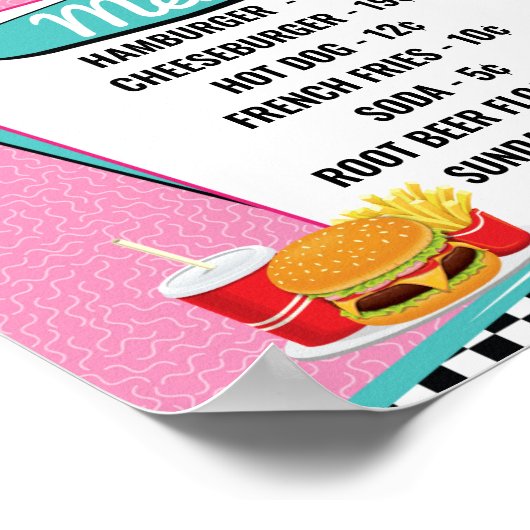 poster Diner Menu 1950 (Hoek)