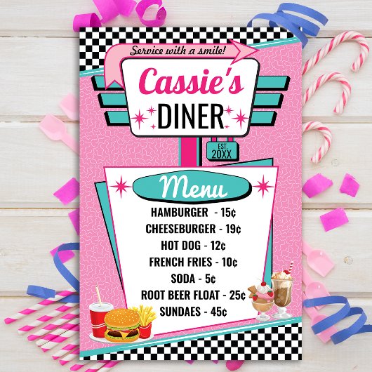 poster Diner  Menu 1950