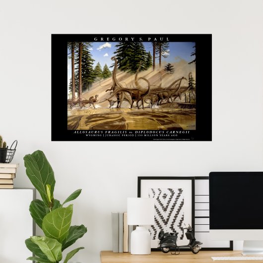 Poster Diplodocus Allosaurus Greg Paul (Thuiskantoor)