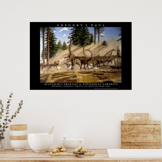 Poster Diplodocus Allosaurus Greg Paul (Keuken)