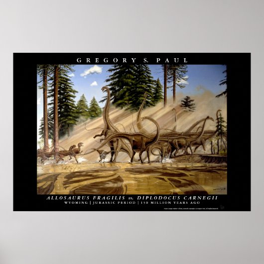 Poster Diplodocus Allosaurus Greg Paul (Voorkant)