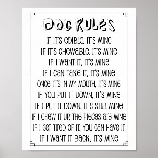 Poster Dog Rules (Voorkant)