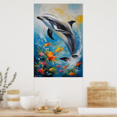 Poster | Dolfijn | Olieverfstijl (Keuken)