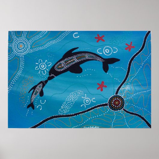 Poster Dolphin & Calf van Mundara (Voorkant)