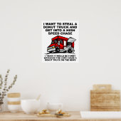 Poster Donut Police Chase Funny (Keuken)