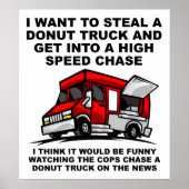 Poster Donut Police Chase Funny (Voorkant)