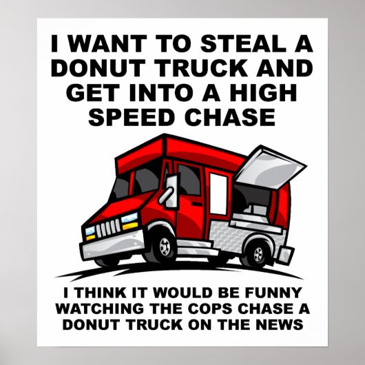 Poster Donut Police Chase Funny (Voorkant)