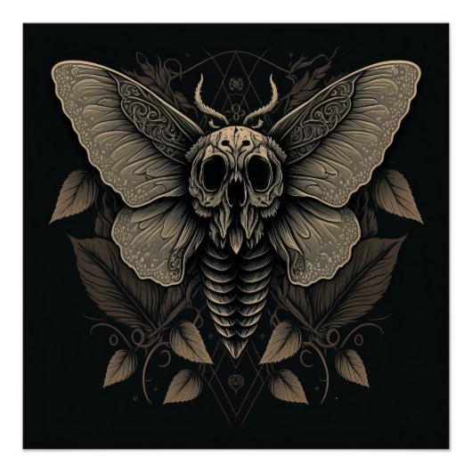 Poster doodskop Moth (gloss) (Voorkant)