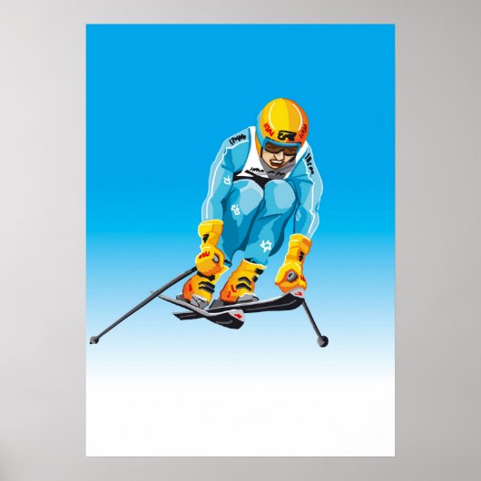 Poster Downhill Skier Jumping Winter Sport (Voorkant)