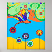 Poster: Dragonfly en Lollipop Flowers Poster (Voorkant)