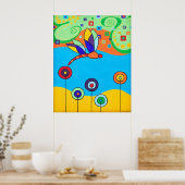 Poster: Dragonfly en Lollipop Flowers Poster (Keuken)