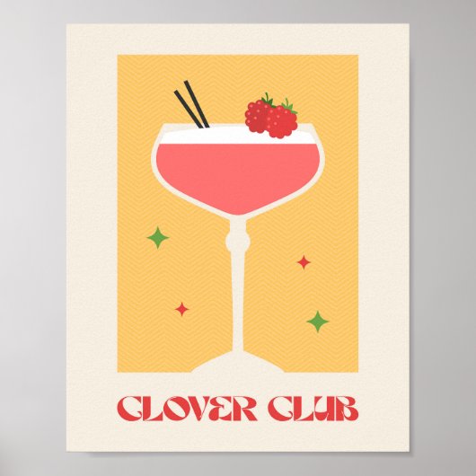 Poster drink Cocktail art Clover Club (Voorkant)