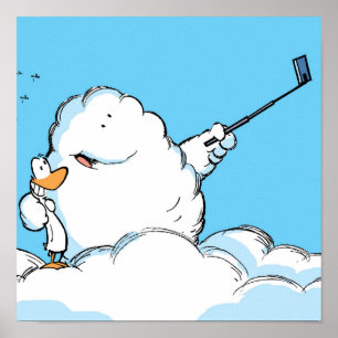 Poster Duck and Cloud Selfie Cartoon