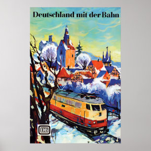 Poster Duitse Spoorwegen Duitsland per trein (1964