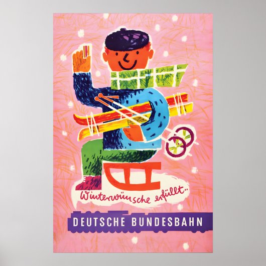 Poster Duitse Spoorwegen -Winterwensen vervuld (Voorkant)