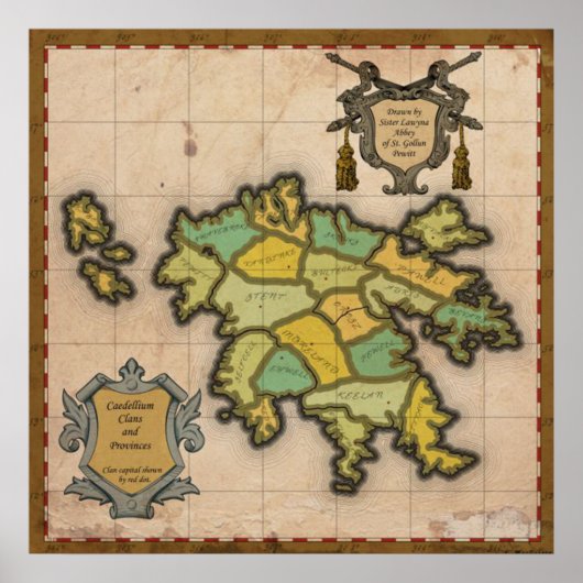 Poster Early Caedellium Map (Voorkant)