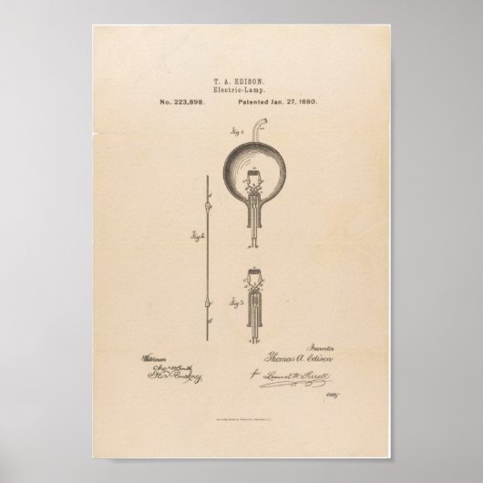 Poster / Edison Light Bulb Patent (Voorkant)