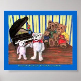 Poster, eerste pianoles van het kleine Beer Poster