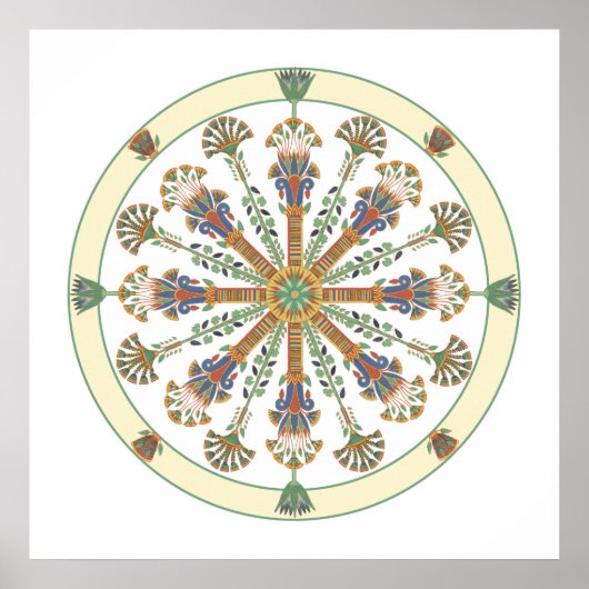 Poster Egyptische nieuwe Lotus Mandala (Voorkant)