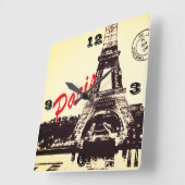 Poster Eiffeltoren Vierkante Klok (Hoek)