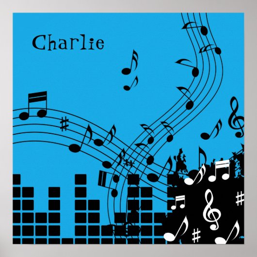 Poster eigen naam muziekillustratie (Voorkant)