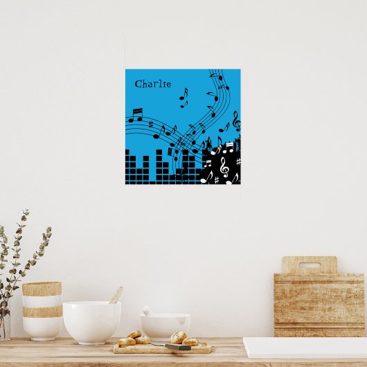 Poster eigen naam muziekillustratie (Keuken)
