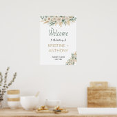 Poster Elegant Blush Bloemen bruiloft welkom teken (Keuken)