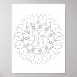 Poster - Elegant Mandala Patroon naar Kleur