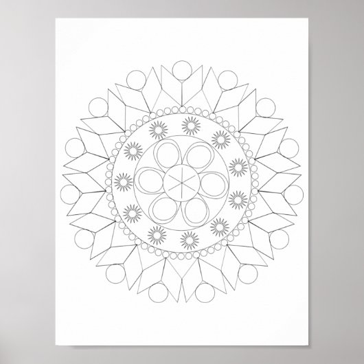 Poster - Elegant Mandala Patroon naar Kleur (Voorkant)