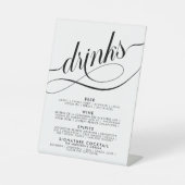 Poster Elegant Script Wedding Drinken Bar Reclamebord Met Voetstuk (Voorkant)