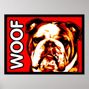 Poster Engelse Bulldog WOOF