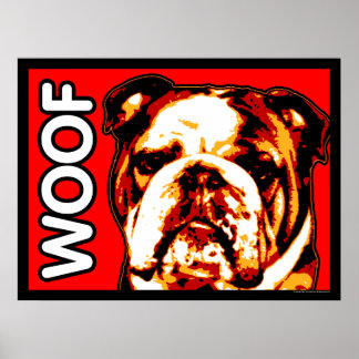 Poster Engelse Bulldog WOOF