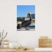 Poster - Enkelvoudige pelikaan op de pier (Keuken)