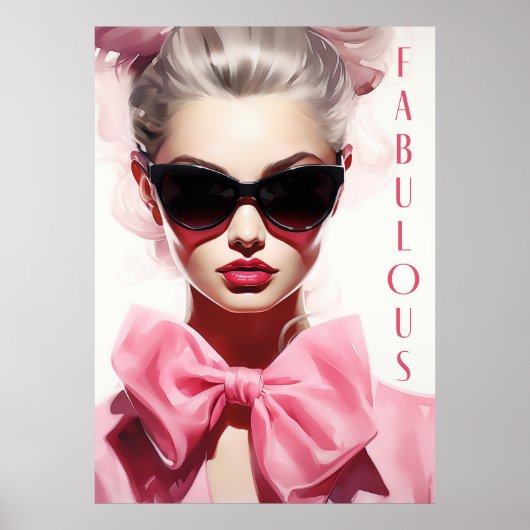 Poster Fabulous Mode Model Pink Bow (Voorkant)